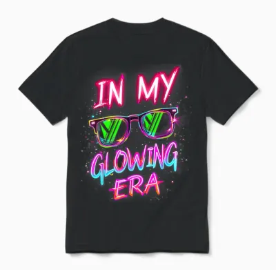 In My Glowing Era Groovy Colorful Bright Unisex T-Shirt - Black