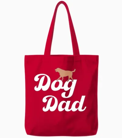 Dog Dad Tote Bags - Red