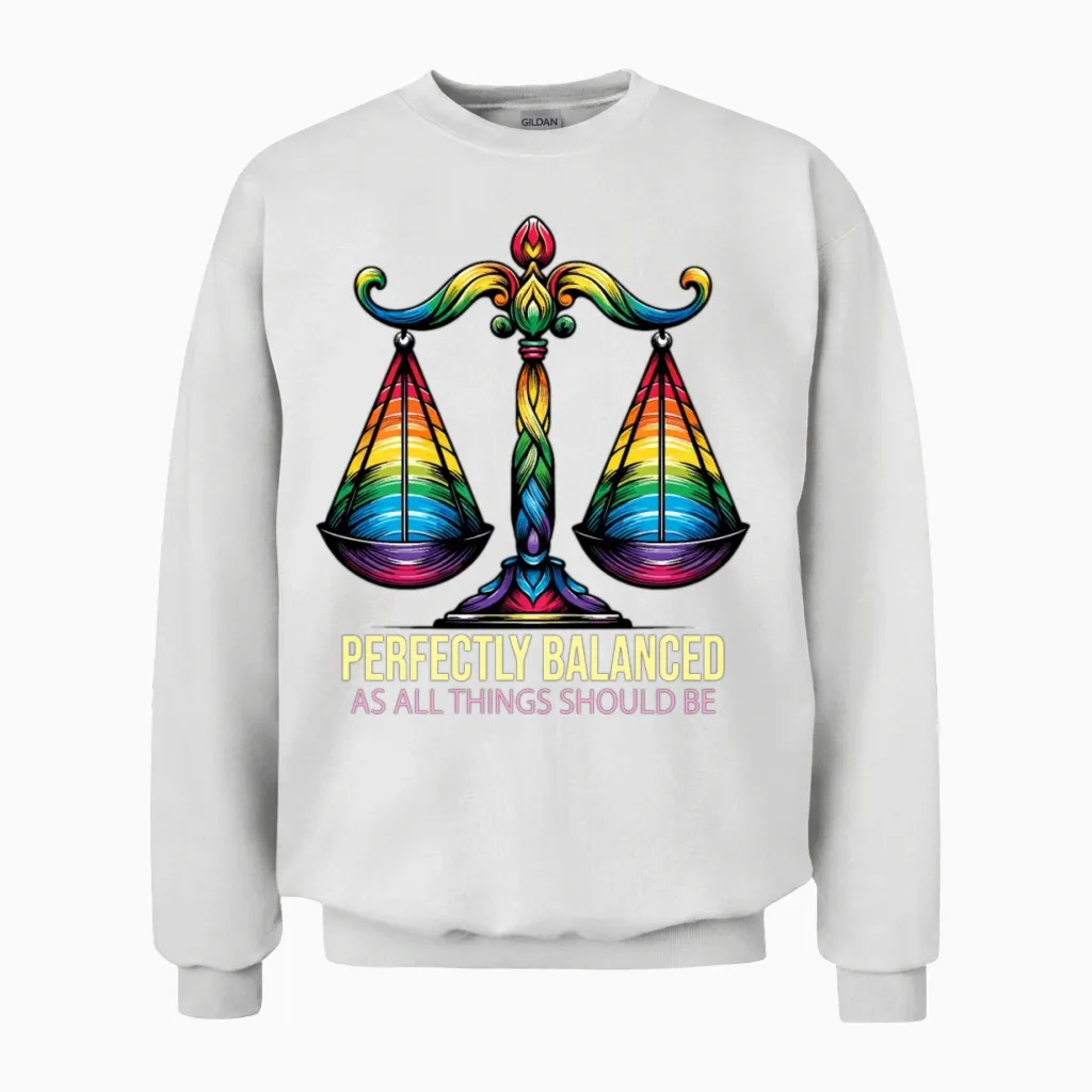 Libra Star Sign Balance & Harmony Art Unisex Sweatshirt in White