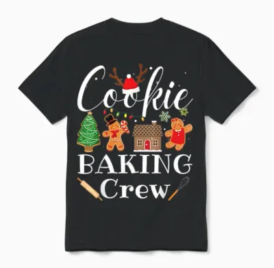 Christmas Cookie Baking Crew Family Baking Team Funny Cookie Unisex T-Shirt - Black