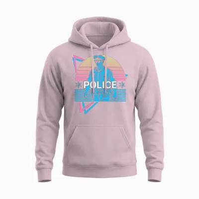 Police Retro Police Officer Unisex Hoodie - Light Pink