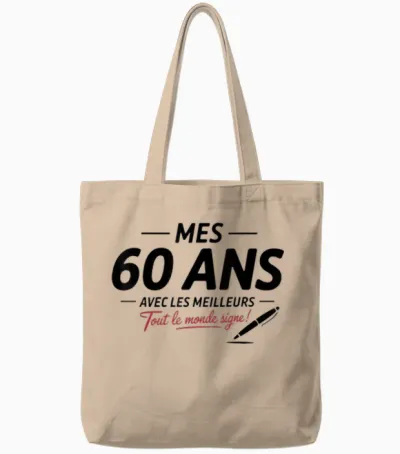 60th Birthday Man Woman 60 Years 1965 Funny Gift Tote Bags - Natural