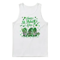 Happy St Patric Day Gnomes Saint Paddys Pattys Unisex Tank Top - White – 1