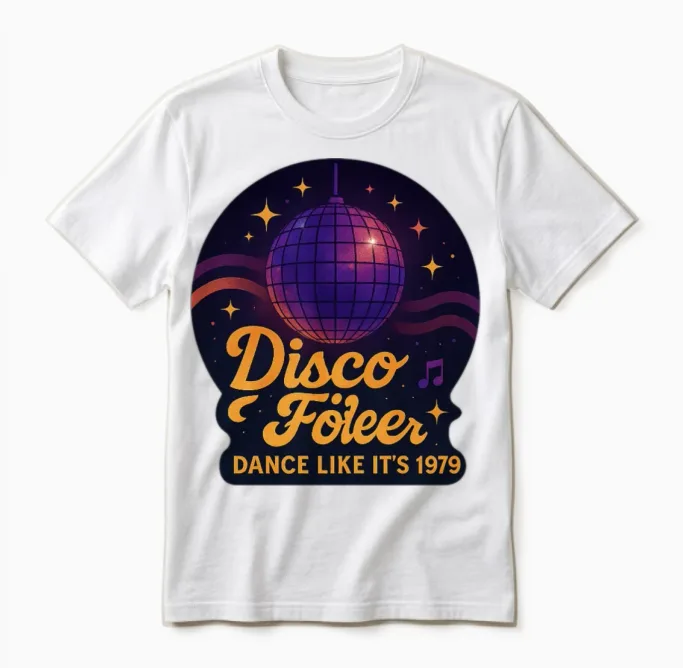 Disco Foiler 1970s Dance Unisex T-Shirt in White