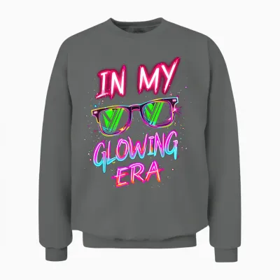 In My Glowing Era Groovy Colorful Bright Unisex Sweatshirt - Graphite Heather