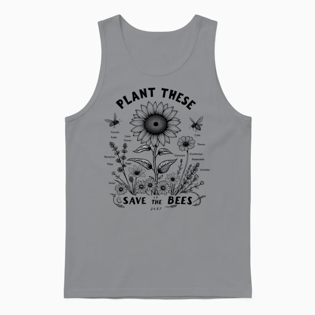 Plant This Save the Bees Unisex Tank Top in Sport Grey