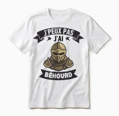 J'peux Pas J'ai Béhourd Funny Sport Combat Knight Humour T-Shirt, White, S Unisex T-Shirt - White