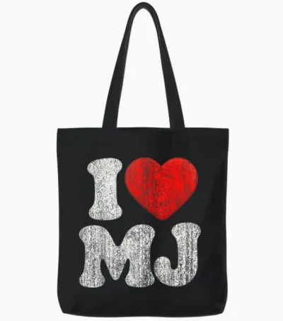 Retro I Love Mj Shirt, I Heart Mj Tote Bags - Black