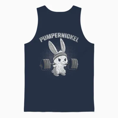 Pumpernickel Fitness Bunny Easter Bunny Gym Rabbit T-Shirt, Black Unisex Tank Top - Navy