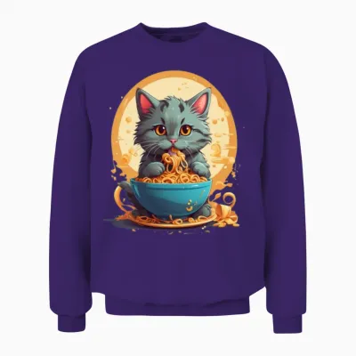 Hungry Cat Design Unisex Sweatshirt - Purple