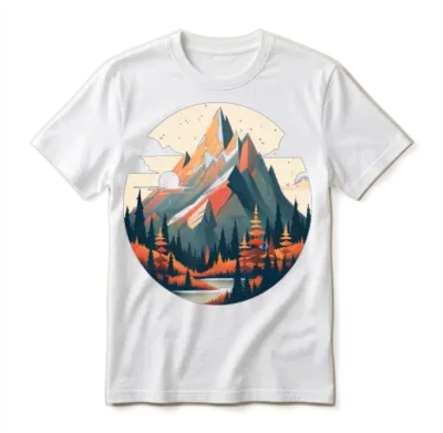Retro Sunset Mountain Unisex T-Shirt - White