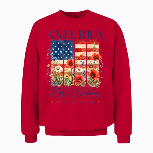 250th Anniversary Usa Women 4th of July America 250 Years Unisex Sweatshirt - Red