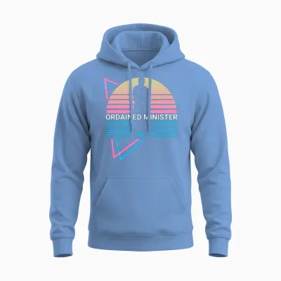 Ordained Minister Retro Unisex Hoodie - Carolina Blue