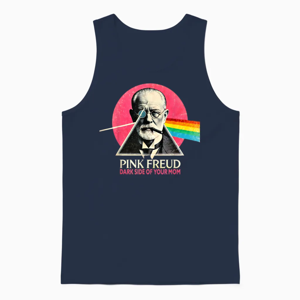 Franc Freud Dark Side of Your Mom Psychology Unisex Tank Top in Navy