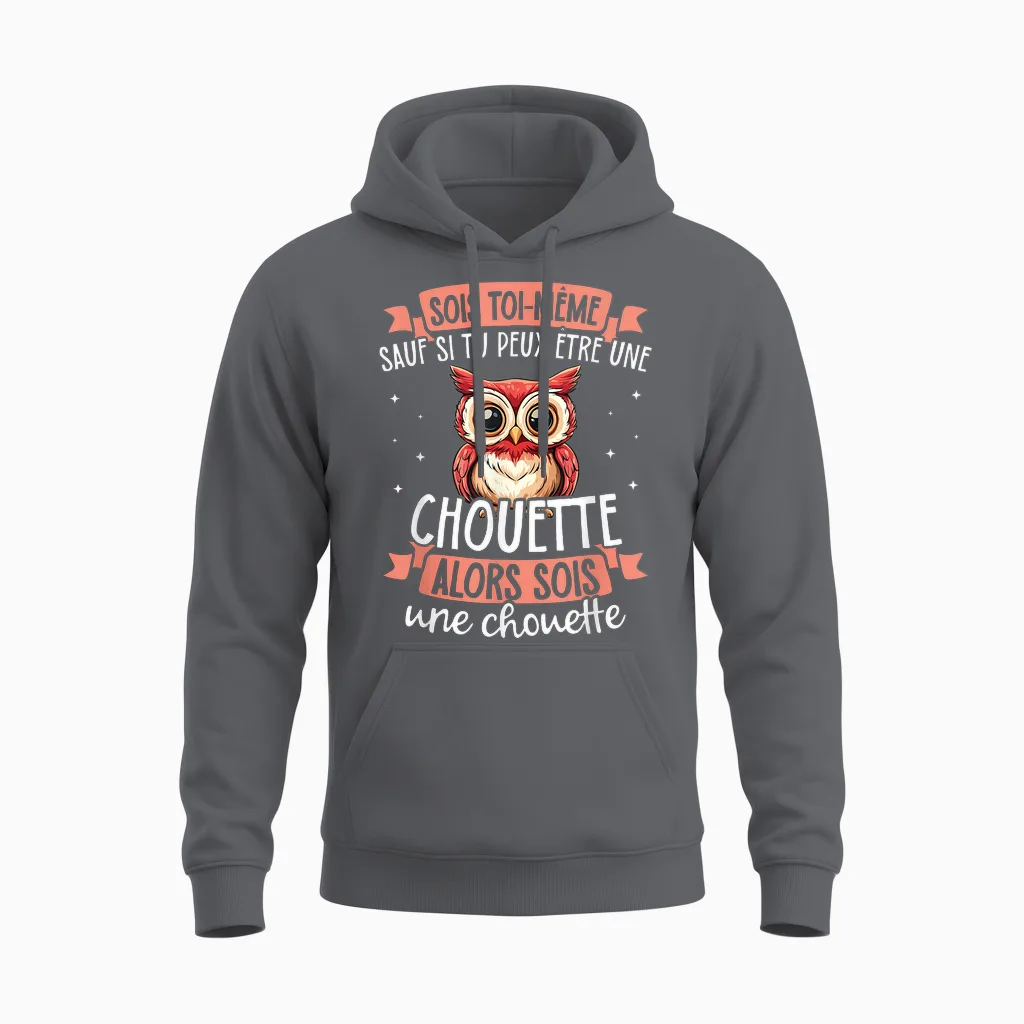 Be Yourself Unless You Can Be an Owl T-Shirt, Black, S Unisex Hoodie in Charcoal