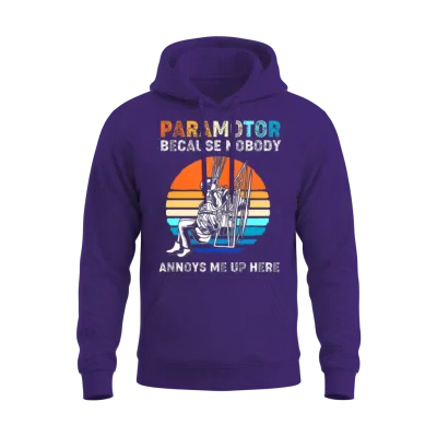Nobody Annoys Me Up Here Retro Sunset Paramotoring Unisex Hoodie - Purple