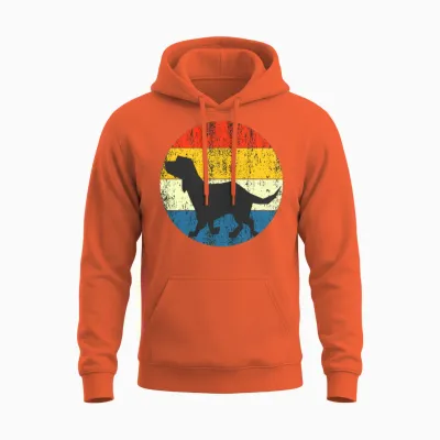 Vintage Dog Retro Sunset Unisex Hoodie - Orange
