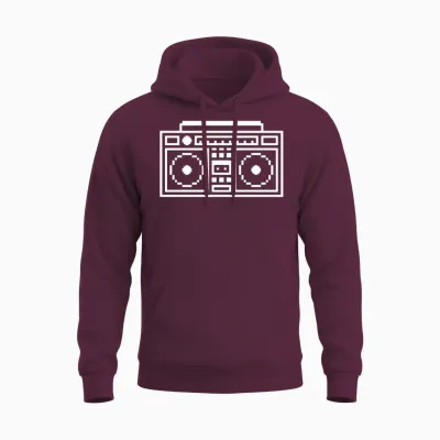 Retro Ghettoblaster Boombox Unisex Hoodie - Maroon