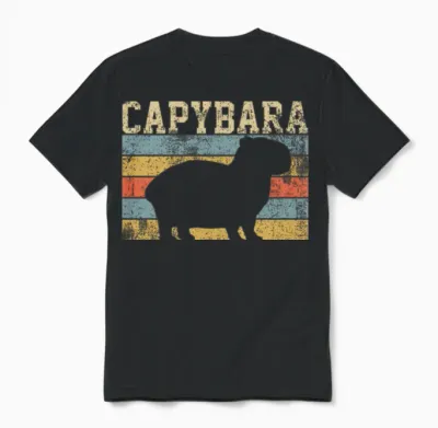 Capybara Rodent Retro Vintage Unisex T-Shirt - Black