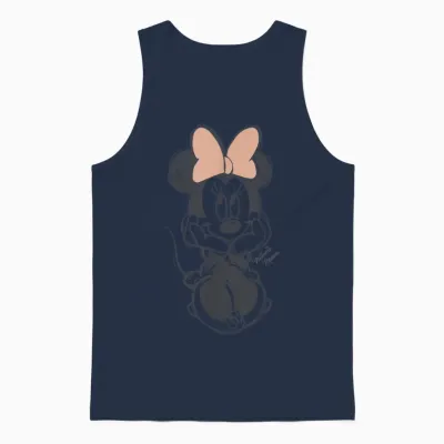 Disney Minnie Mouse Classic Sketch Cute Vintage Portrait T-Shirt, White Unisex Tank Top - Navy