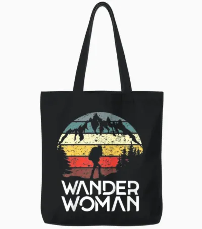 Hiking Wander Woman Tote Bags - Black