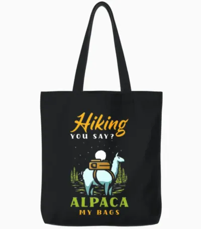 Funny Hiking Hiker Gift Tote Bags - Black