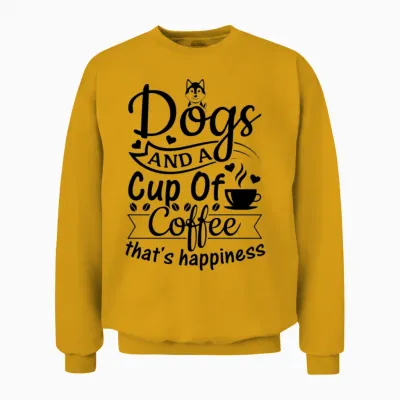 Dogs and a Cup of Tea That's Happiness - Dog Owner Unisex Sweatshirt - Gold