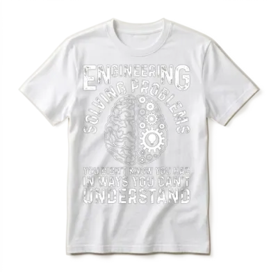 Engineer Saying Engineering Gear Brain Technician Unisex T-Shirt - White