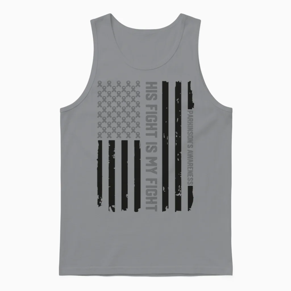 Parkinsons Disease Awareness Ribbon Unisex Tank Top in Sport Grey