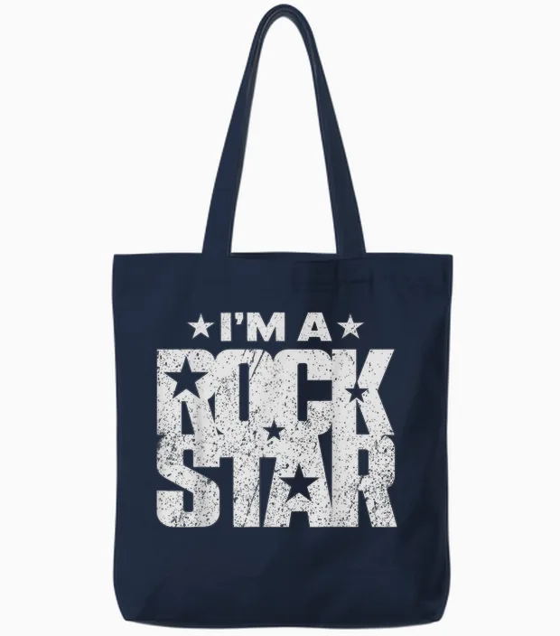 T-Shirt Rock'n Roll Rockstar I'm a Rock Star Tote Bags in Navy