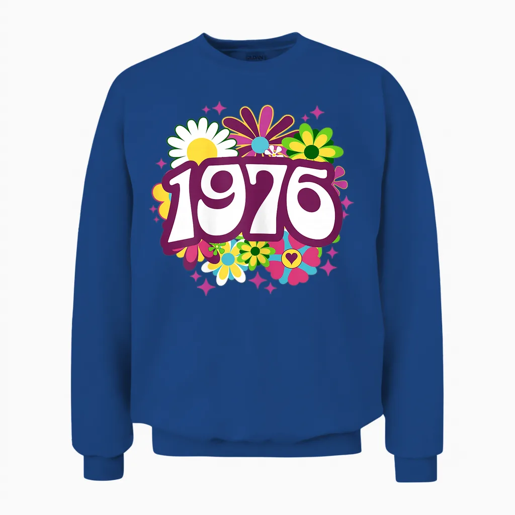 Retro Hippi Célébration 50 Ans Femme Anniversaire 1976 Unisex Sweatshirt in Royal