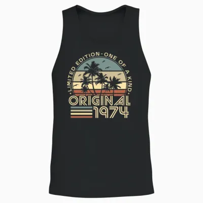 Vintage 1974 Retro 50th Birthday Unisex Tank Top - Black