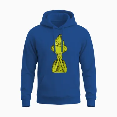 Dr. Seuss Classic Sly Grinch Raglan Baseball Unisex Hoodie - Royal