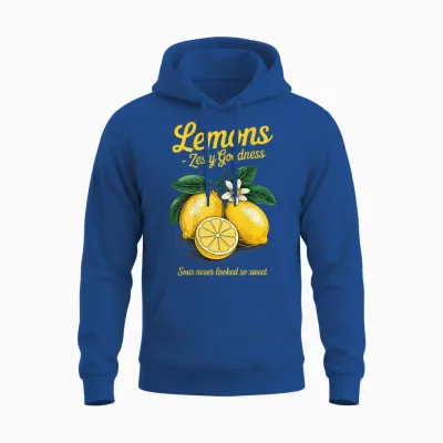 Lemons Zesty Goodness Retro Citrus Bright Look Art Back Unisex Hoodie - Royal