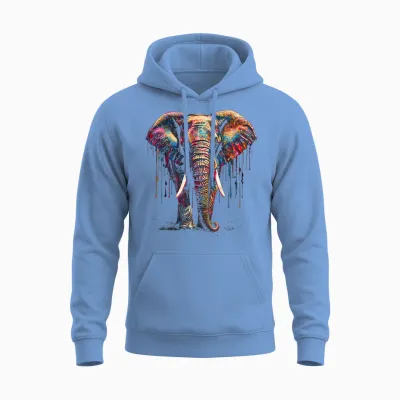 Elefant Kunst - Tier Bunt Zoo Elefant Unisex Hoodie - Carolina Blue