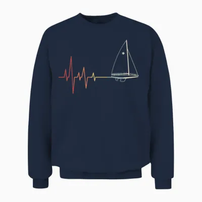 Sailing Heartbeat Retro Unisex Sweatshirt - Navy