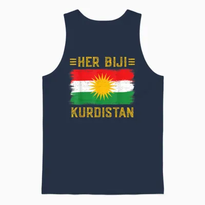 Her Biji Kurdistan Flag Kurdish Kurd Erbil Kurdi Kurdistan T-Shirt, Black Unisex Tank Top - Navy