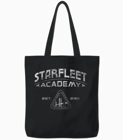 Star Trek Starfleet Academy 2161 Vintage Collegiate Tote Bags - Black