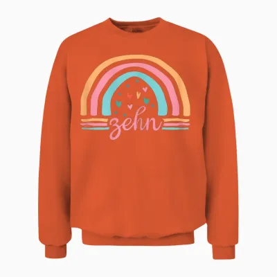 10. Geburtstag Süßes Regenbogen Mädchen 10 Jahre Alt Unisex Sweatshirt - Orange