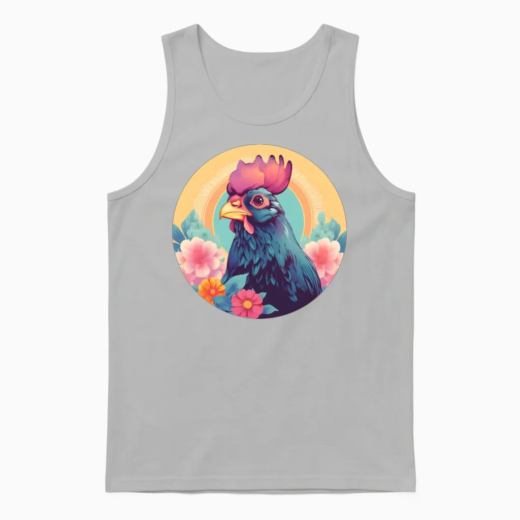 Style Chicken Lovers Retro Bird Unisex Tank Top in Ash