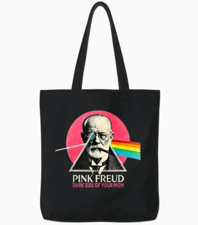 Franc Freud Dark Side of Your Mom Psychology Tote Bags - Black