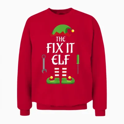 Fix It Elf Family Matching Group Christmas Unisex Sweatshirt - Red