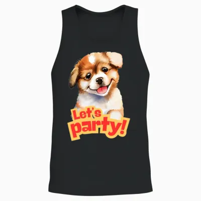 Party Dog Unisex Tank Top - Black