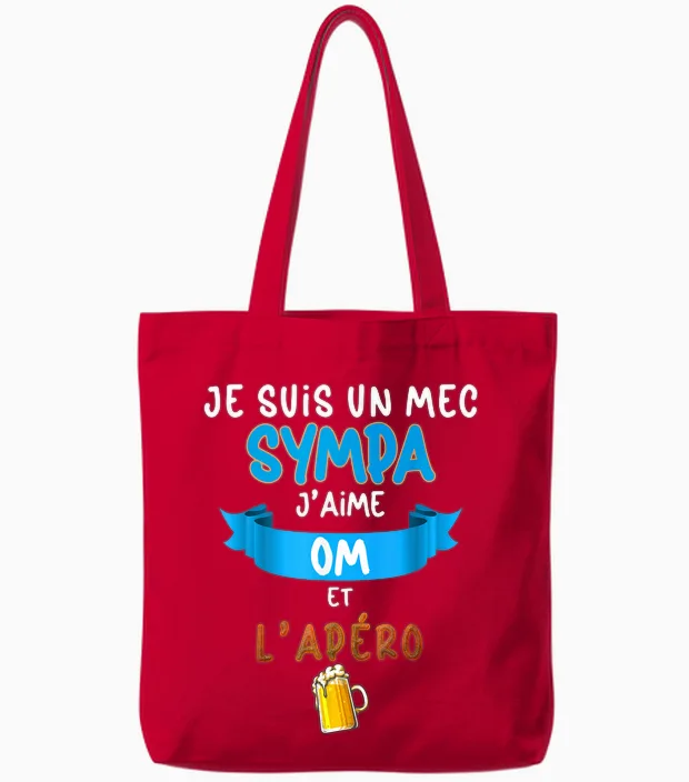 Nice Om L'apéro Humour Marseille Supporter Foot Tote Bags in Red