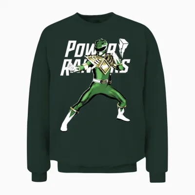 Power Rangers Green Ranger Karate Action Pose Logo Unisex Sweatshirt - Forest