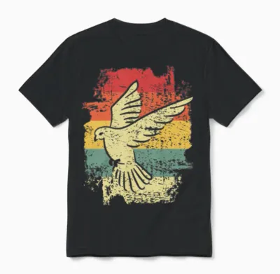 Pigeon Retro Unisex T-Shirt - Black