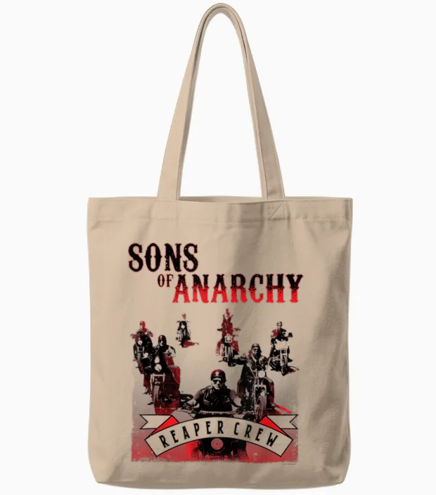 Sons of Anarchy Black and Red Tote Bags in Natural