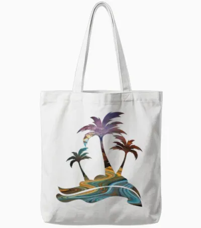 Colorful Sunset Palm Tree Silhouette Tote Bags - White