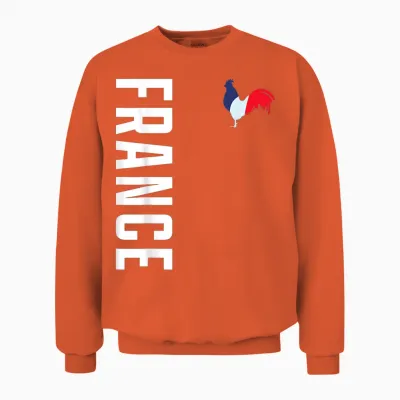 Frankreich Flagge Hahn Fan France Wappen Patriotisches Unisex Sweatshirt - Orange