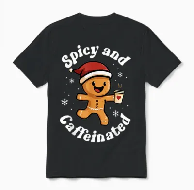 Spicy and Caffeinated Coffee Women Gingerbread Christmas Unisex T-Shirt - Black